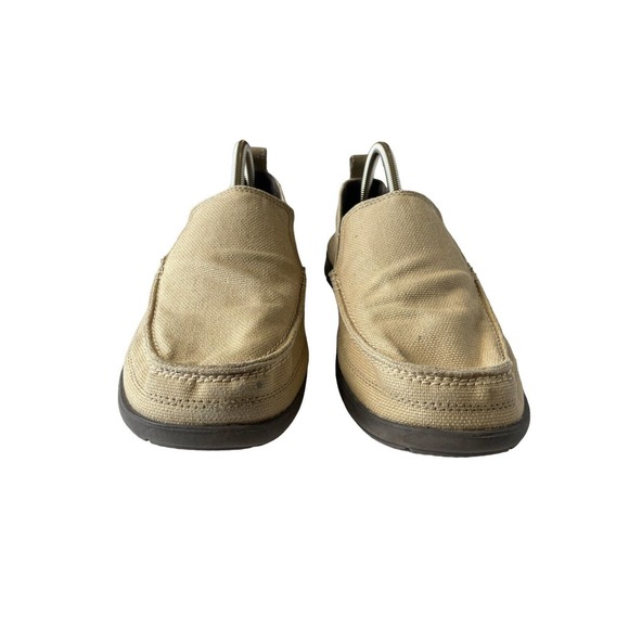 Crocs Walk 11270 Canvas Slip On Mens Boat Shoes Loafers Tan Khaki Size M10 - Picture 3 of 8